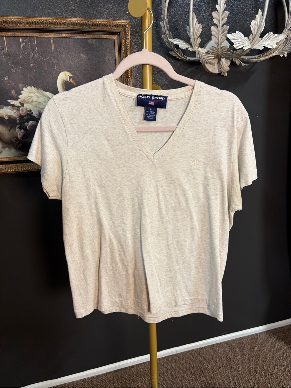 Polo by Ralph Lauren Women’s Cream V-Neck T-Shirt